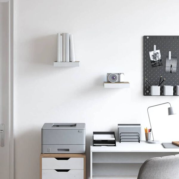 vidaXL Floating Wall Shelves 2 pcs Oak and White 23x23.5x3.8 cm MDF