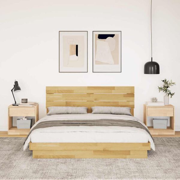 vidaXL Bed Frame with Headboard without Mattress 150x200 cm King Size Solid Wood Oak