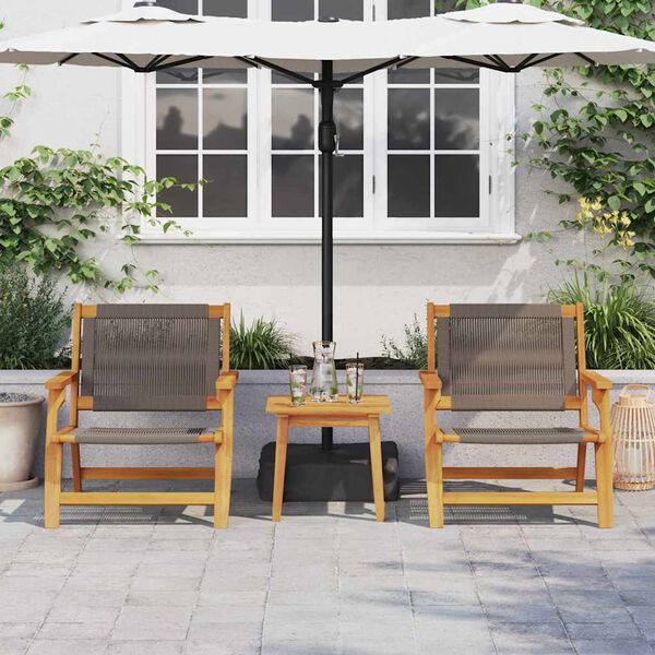 vidaXL Garden Chairs with Table 3 pcs Grey Solid Acacia Wood