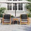 vidaXL Garden Chairs with Table 3 pcs Black Solid Acacia Wood