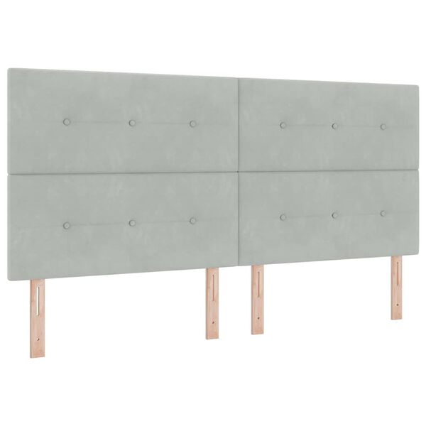 vidaXL LED Headboard with LED Strip Lights Light Grey 200 cm Polyester