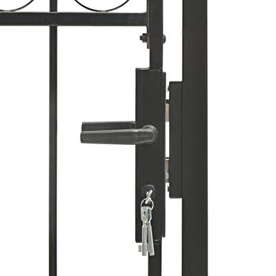 vidaXL Fence Gate with Arched Top Steel 100x250 cm Black