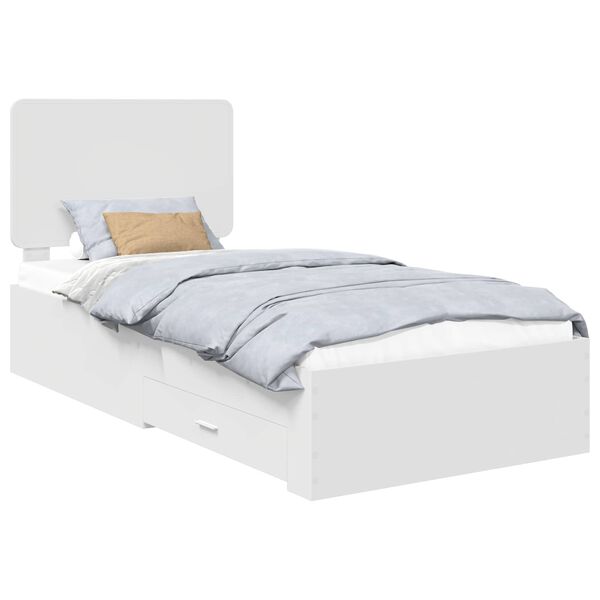 vidaXL Bed Frame with Headboard White 75 x 190 cm Engineered Wood