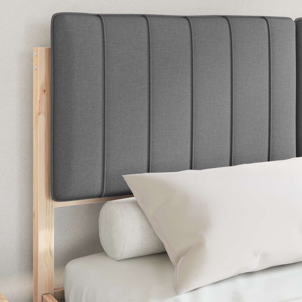 vidaXL Bed Frame with Upholstered Headboard Dark Grey 140 x 200 cm