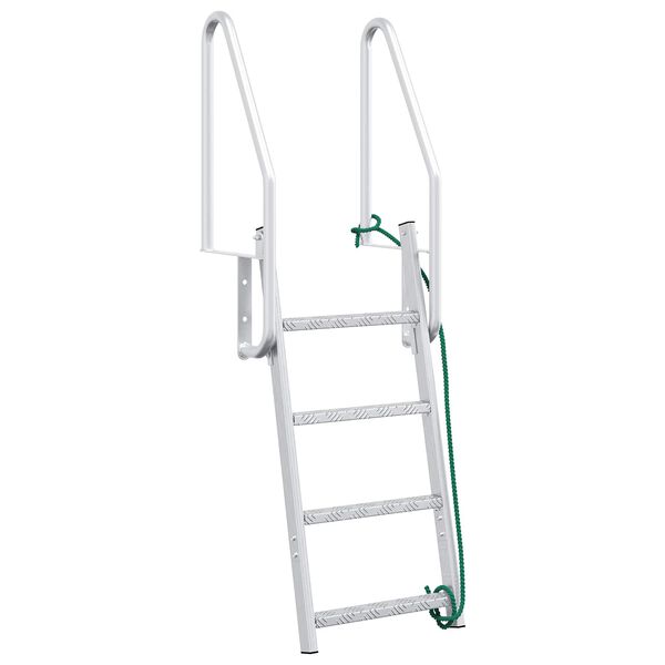 vidaXL 4-Step Dock Ladder Silver 58 x 77 x 166 cm Aluminium