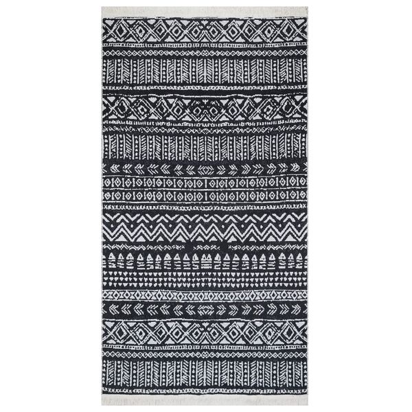 vidaXL Rug Black and White 120x180 cm Cotton