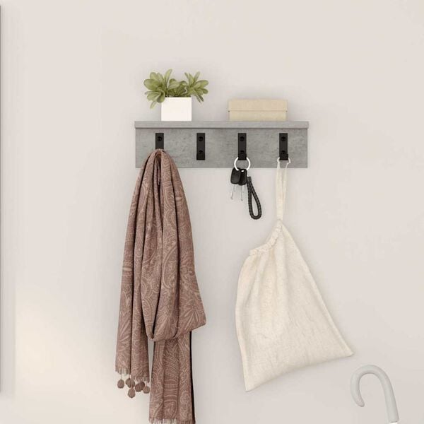vidaXL Wall-Mounted Coat Rack Concrete Grey 40 x 10.5 x 10.5 cm