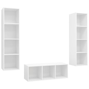 vidaXL 3 Piece TV Cabinet Set White Engineered Wood