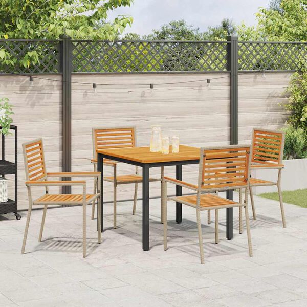 vidaXL Garden Dining Set 5 pcs Beige and Brown Poly Rattan