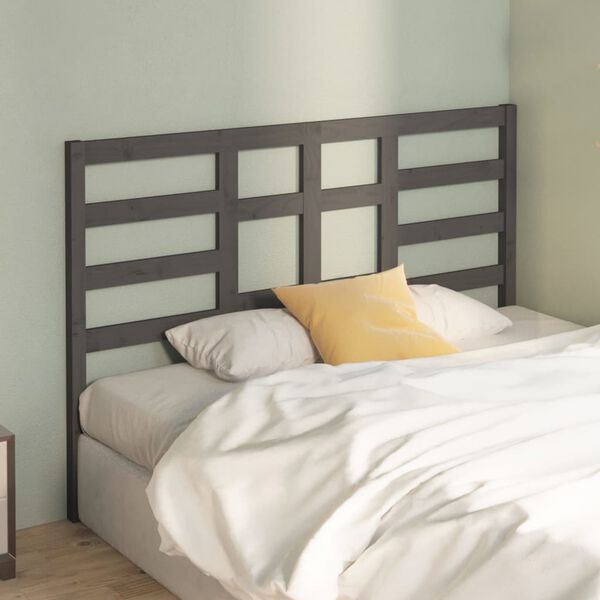 vidaXL Bed Headboard Grey 156x4x104 cm Solid Wood Pine