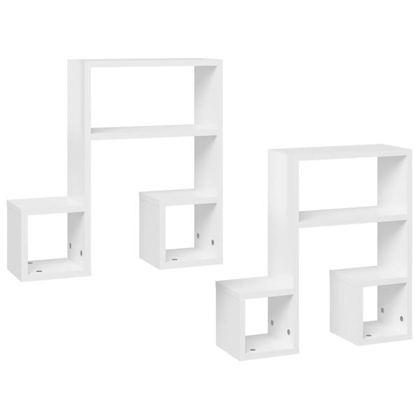 vidaXL Wall Shelf 2 pcs High Gloss White 50x15x50 cm Engineered Wood