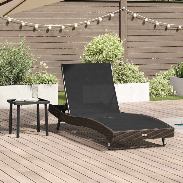 vidaXL Sun Lounger with Table 2 pcs Brown, black 40 x 40 x 40.5 cm