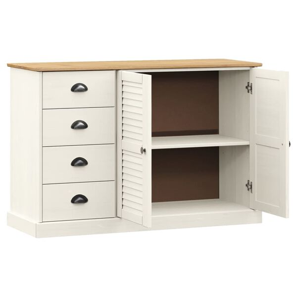 vidaXL Sideboard with Drawers VIGO 113x40x75 cm White Solid Wood Pine