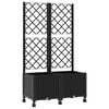 vidaXL Garden Planter with Trellis&Wheels Black 80 x 40 x 146 cm PP