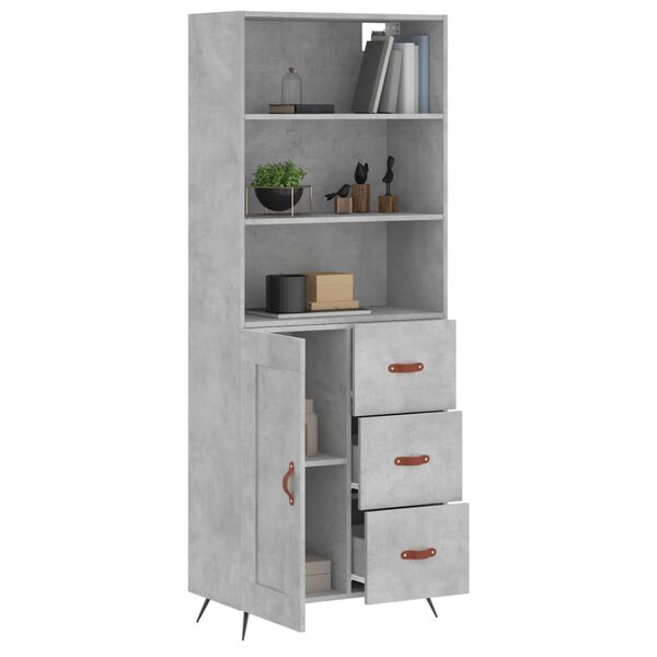 vidaXL Highboard Concrete Grey 69.5x34x180 cm Engineered Wood