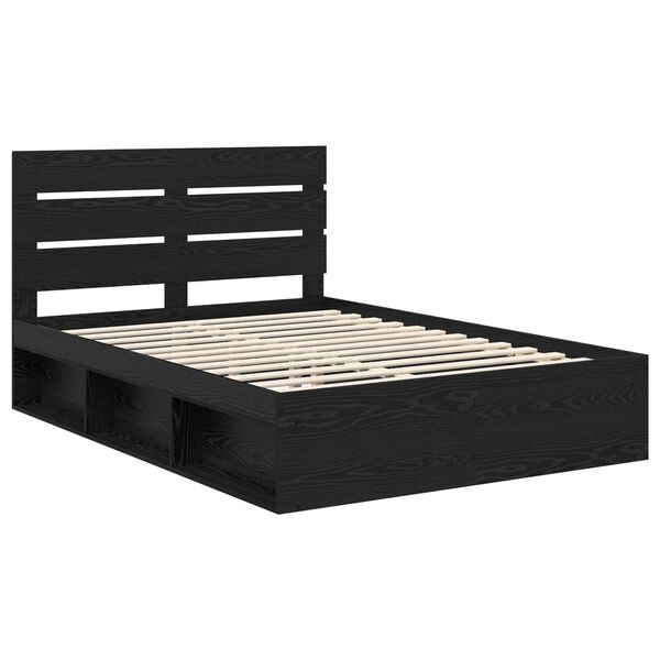 vidaXL Bed Frame with Headboard Black 150 x 200 cm Solid Pine Wood