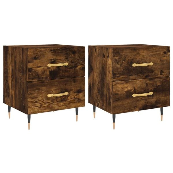 vidaXL Bedside Cabinets 2 pcs Smoked Oak 40x35x47.5 cm Engineered Wood