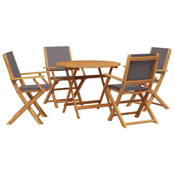 vidaXL 5 Piece Garden Dining Set Anthracite Fabric and Solid Wood