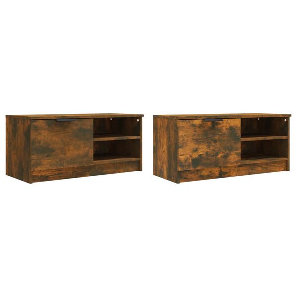vidaXL TV Cabinets 2 pcs Smoked Oak 80x35x36.5 cm Engineered Wood