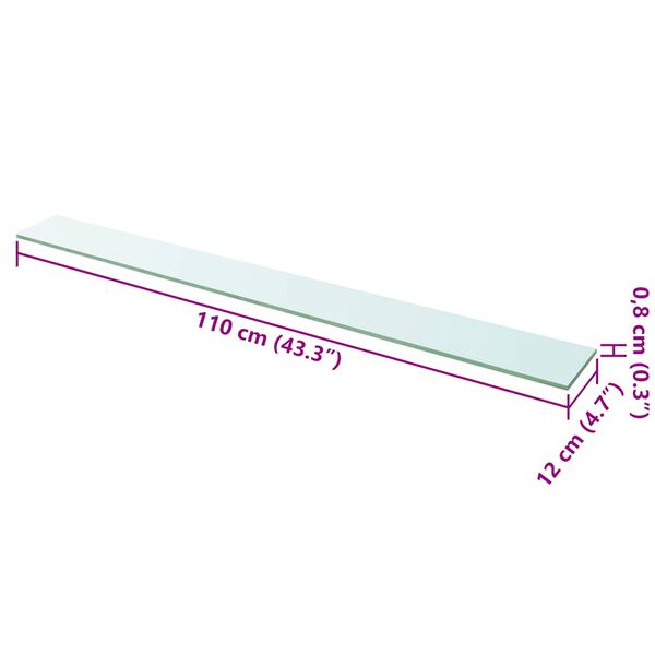 vidaXL Shelves 2 pcs Panel Glass Clear 110x12 cm