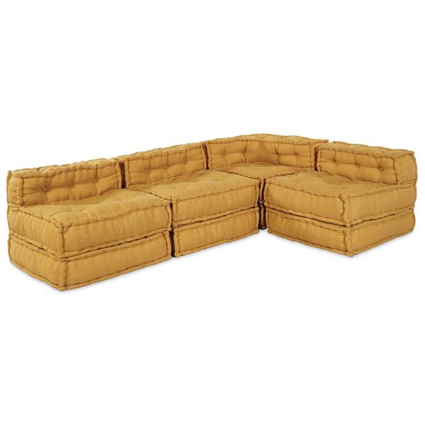 vidaXL Modular Sofa 4 pcs Yellow Fabric