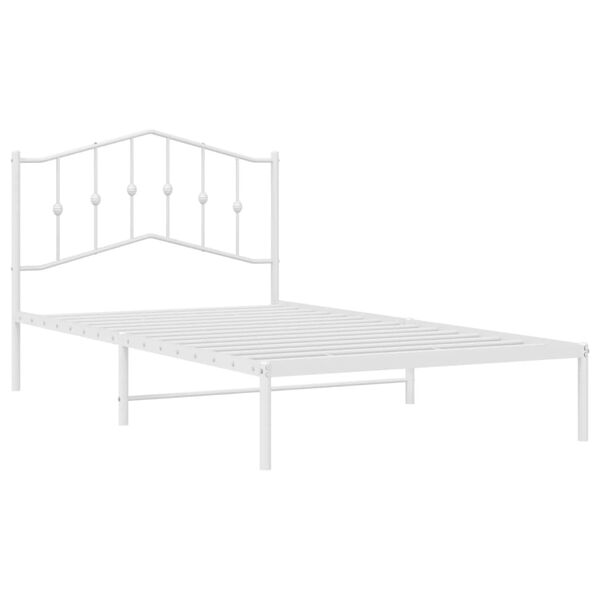 vidaXL Metal Bed Frame without Mattress with Headboard White 107x203cm