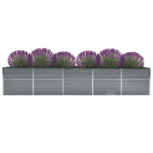 vidaXL Garden Raised Bed Galvanised Steel 400x80x45 cm Grey