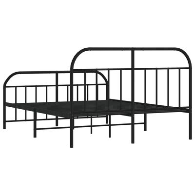 vidaXL Metal Bed Frame with Headboard and Footboard Black 183x213 cm