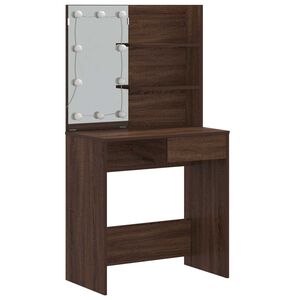 vidaXL Dressing Table with LED Brown Oak 74,5x40x141 cm