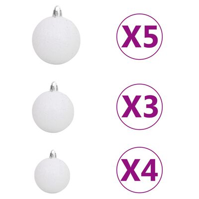 vidaXL Slim Pre-lit Christmas Tree with Ball Set White 240 cm