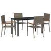 vidaXL Garden Dining Set with Cushion 5 pcs Grey Poly Rattan