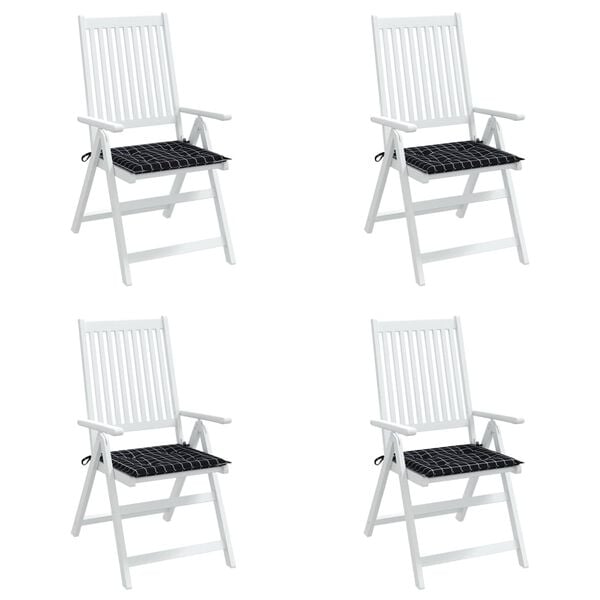 vidaXL Garden Chair Cushions 4 pcs Black Check Pattern 50x50x3 cm Fabric