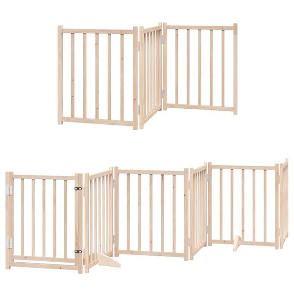 vidaXL Dog Gate with Door Foldable 15 Panels 750 cm Poplar Wood