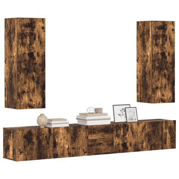 vidaXL 5 Piece TV Cabinet Set Smoked Oak Engineered Wood