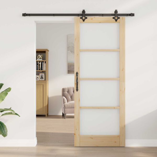 vidaXL Sliding Door ORKDAL Natural and Black 83 x 211 cm