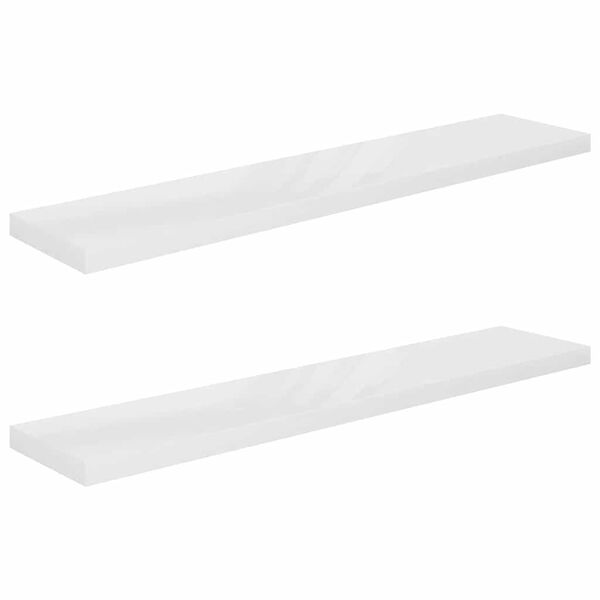vidaXL Floating Wall Shelves 2 pcs High Gloss White 120x23.5x3.8 cm MDF