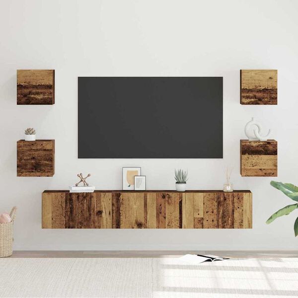 vidaXL TV Cabinet Set Wall-mounted 7 pcs Old Wood Engineered Wood