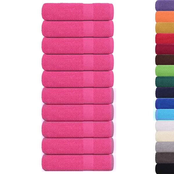 vidaXL Hand Towels "FROGN" 10 pcs Pink 50x100 cm 360 gsm