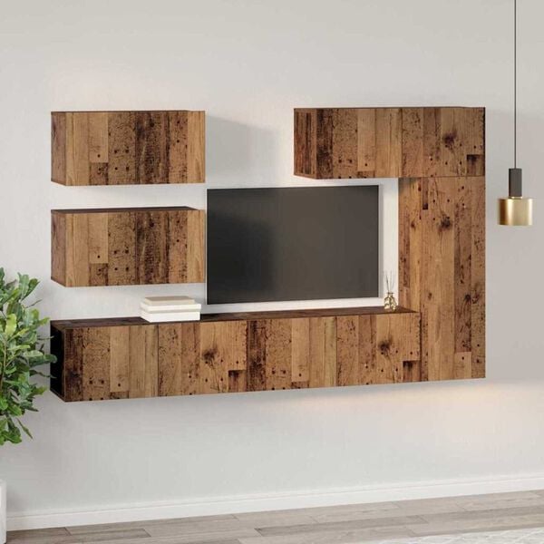 vidaXL TV Cabinet Set Wall-mounted 6 pcs Old Wood Engineered Wood