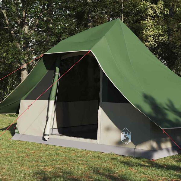vidaXL Tipi Tent with Roof Green 364 x 281 x 257 cm Taffeta