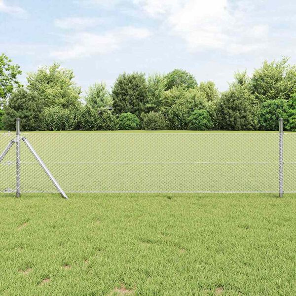 vidaXL Hexagon Fence Silver 0.8 x 10 m Galvanised steel