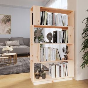 vidaXL Book Cabinet | Natural wood | Solid pine wood | 80 x 25 x 132 cm