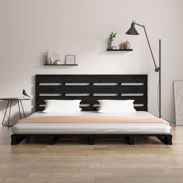 vidaXL Bed Frame without Mattress Black 140x190 cm Solid Wood Pine