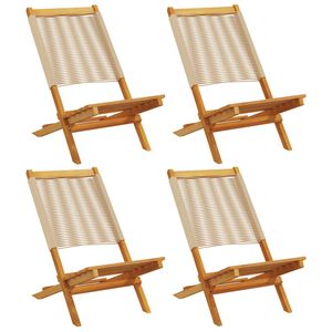 vidaXL Folding Chairs 4 pcs Beige Solid Wood Acacia