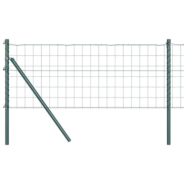 vidaXL Fence with Post Green 0.4 x 10 m Steel and PVC