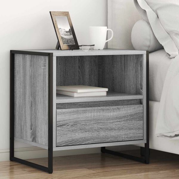 vidaXL Bedside Table Grey Sonoma 50 x 39.5 x 50 cm Engineered Wood