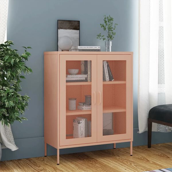 vidaXL Storage Cabinet Pink 80x35x101.5 cm Steel