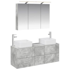 vidaXL Bathroom Furniture Set 4 pcs Concrete Grey