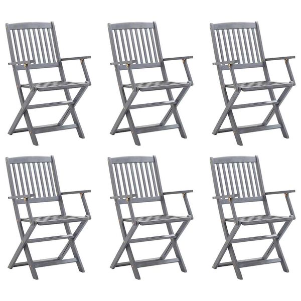 vidaXL Folding Outdoor Chairs 6 pcs Solid Acacia Wood