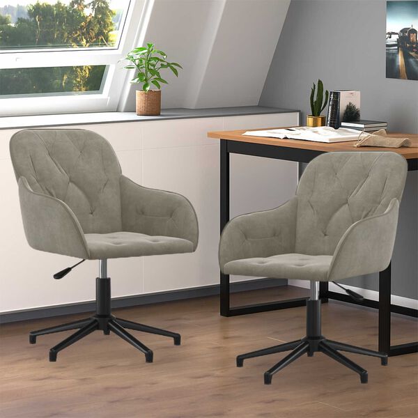 vidaXL Dining Chair 2 pcs Light Grey 55 x 59.5 x 77 cm Velvet